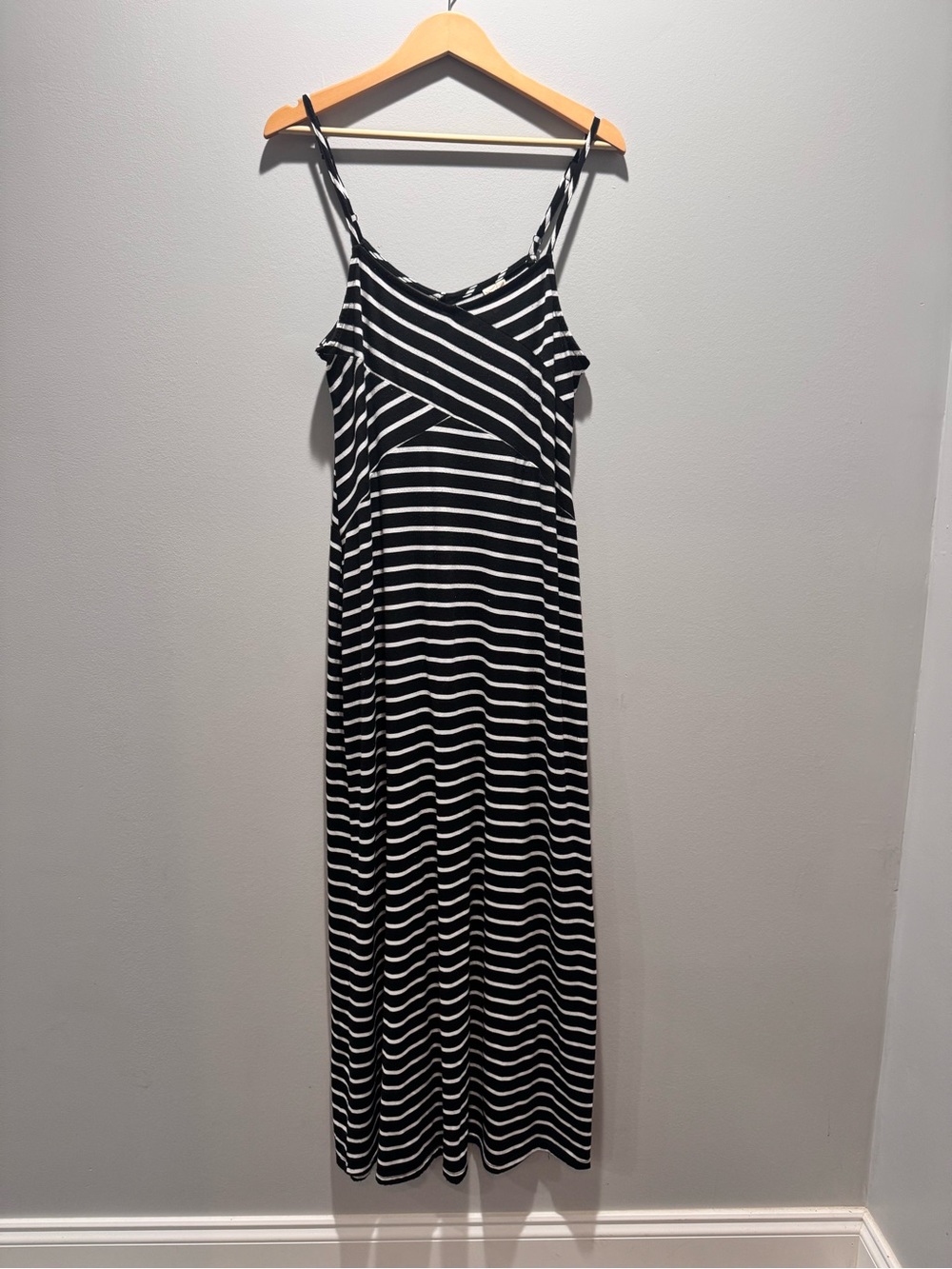 Faded Glory Black and White Striped Maxi Dress